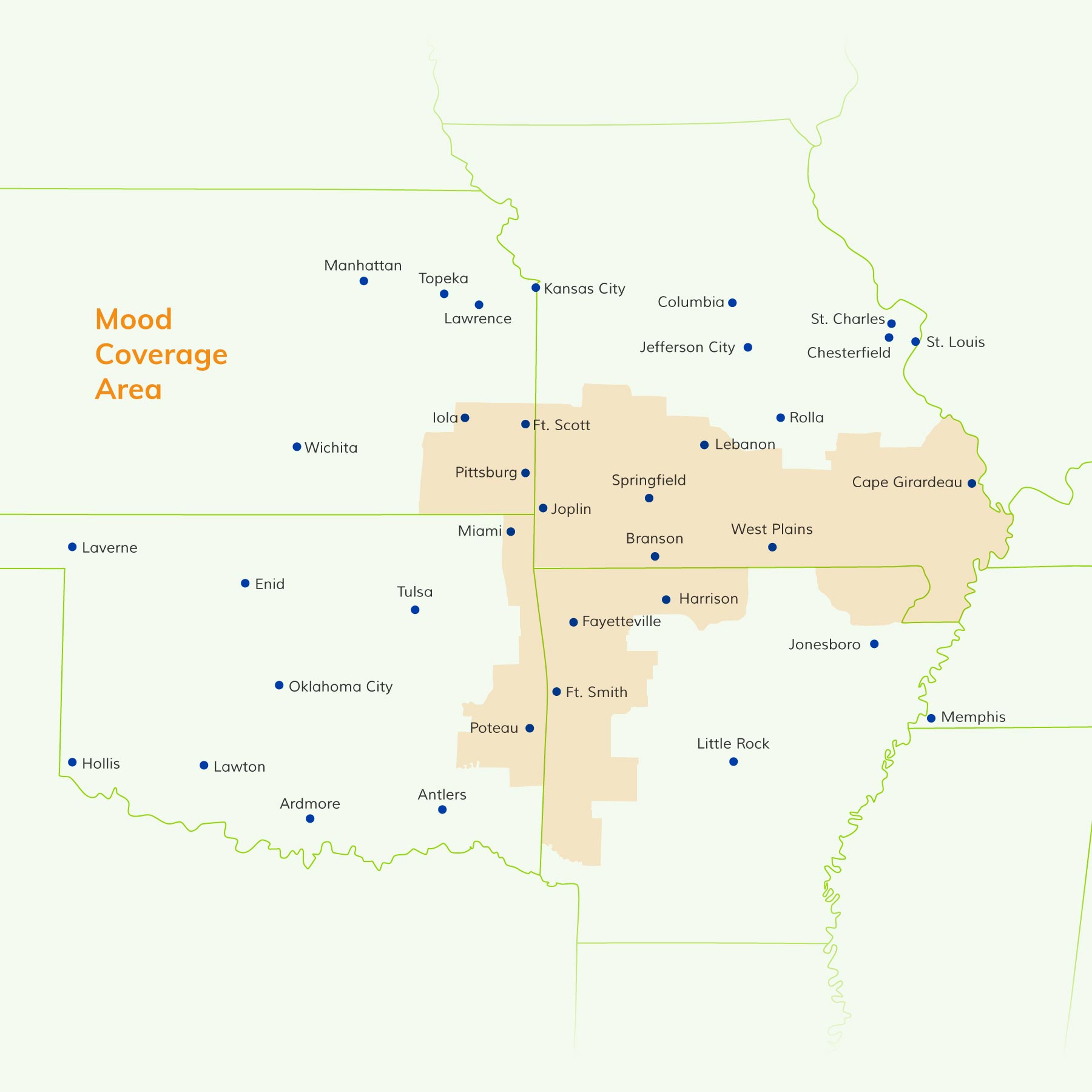 Mood service area map